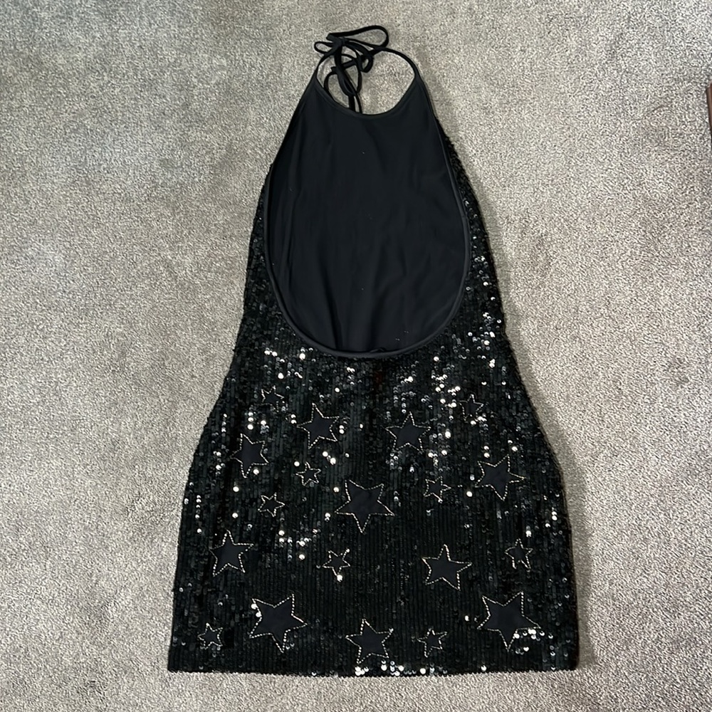 hours Women’s Black Sequin Star Embellished Halter Mini Party Concert Dress XL - Picture 5 of 11